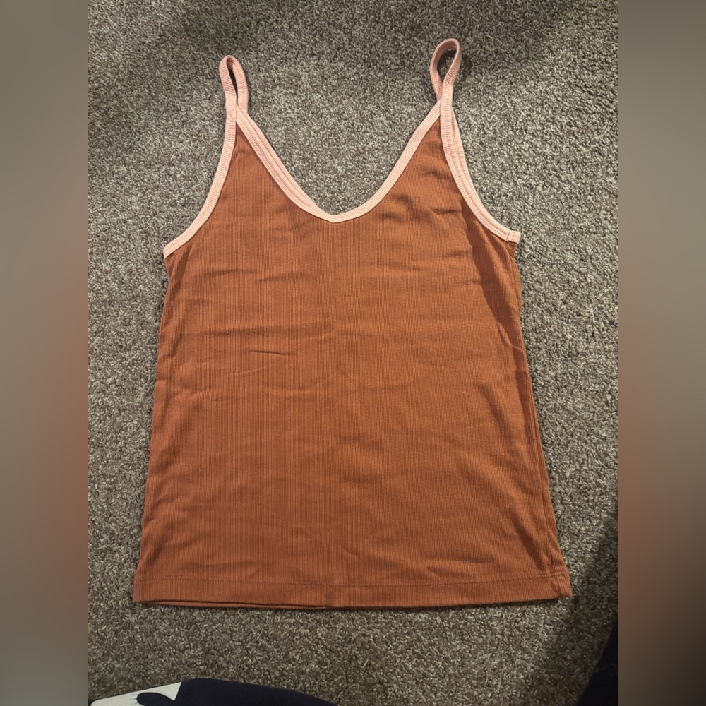 Universal Thread Brown Tank Top with Pink Trim